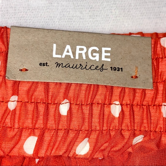 Maurices Orange and White Polka Dot Print Ruffled Skirt - Picture 10 of 11